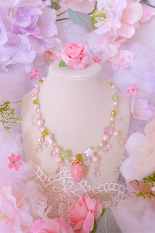 Strawberry Matcha Latte Necklace