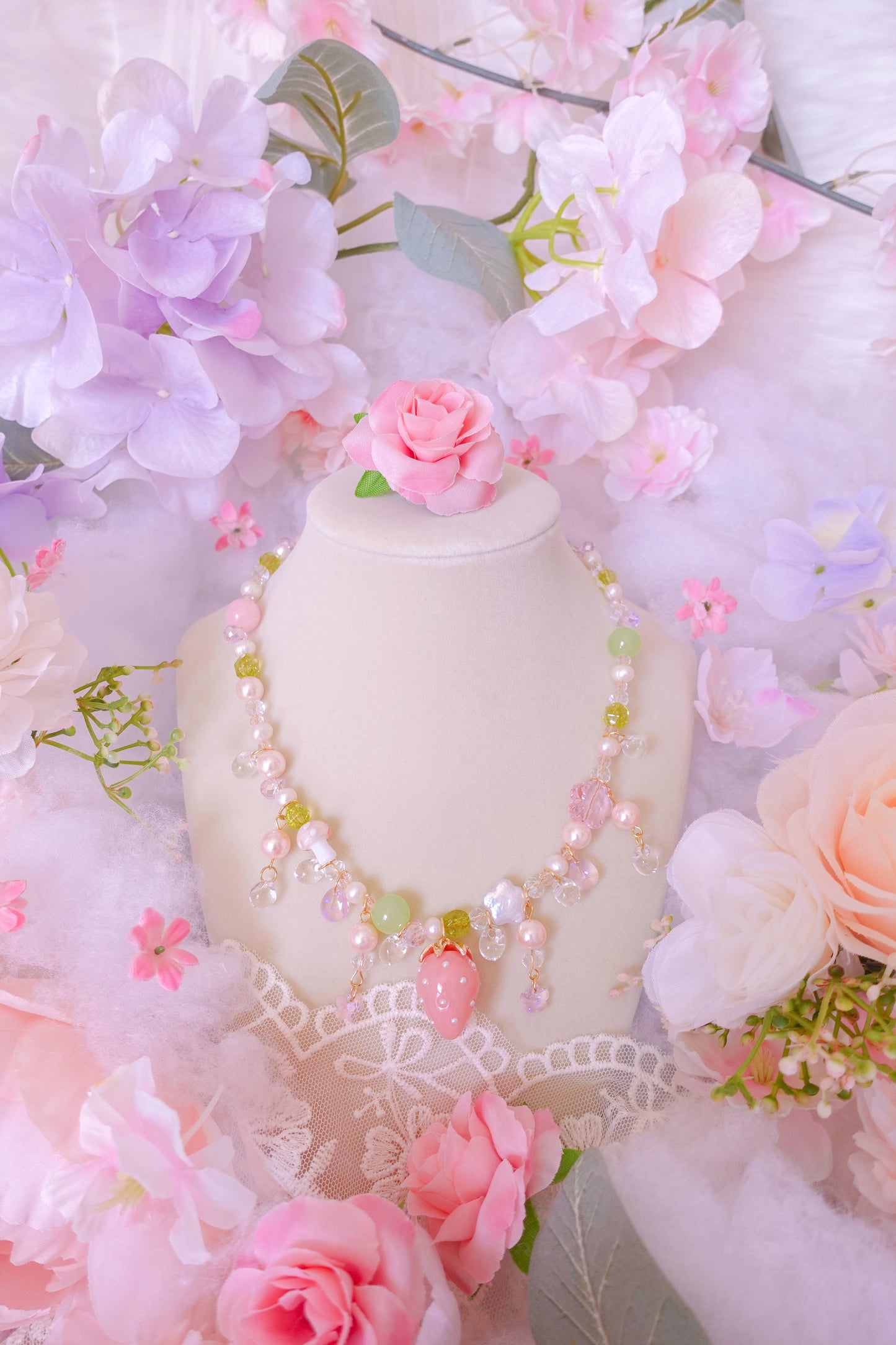 Strawberry Matcha Latte Necklace