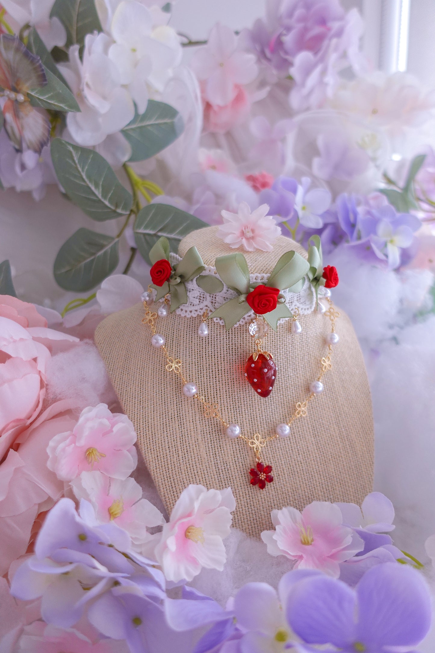 Strawberry Mint Bundle (Choker + Earrings)