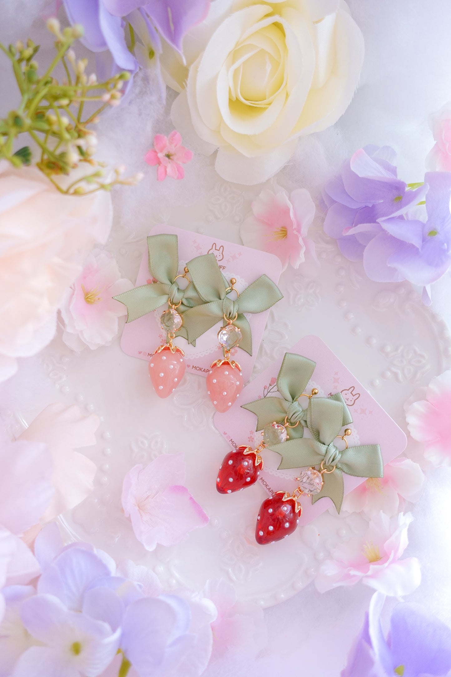 Strawberry Matcha & Mint Earrings