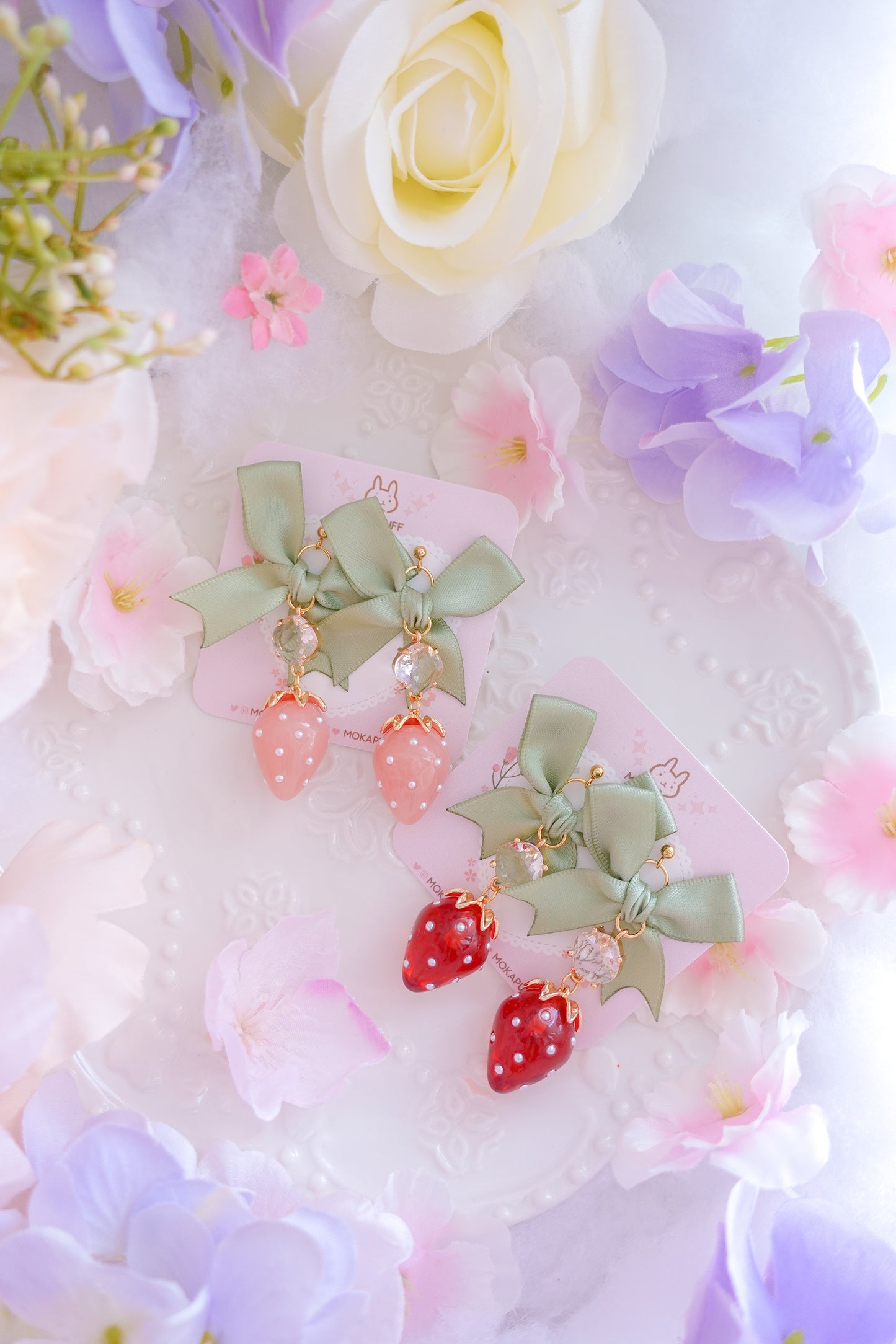 Strawberry Matcha & Mint Earrings