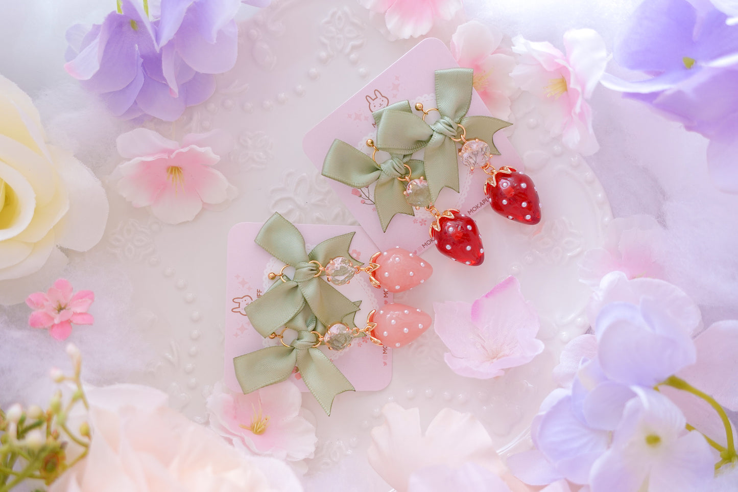 Strawberry Matcha & Mint Earrings