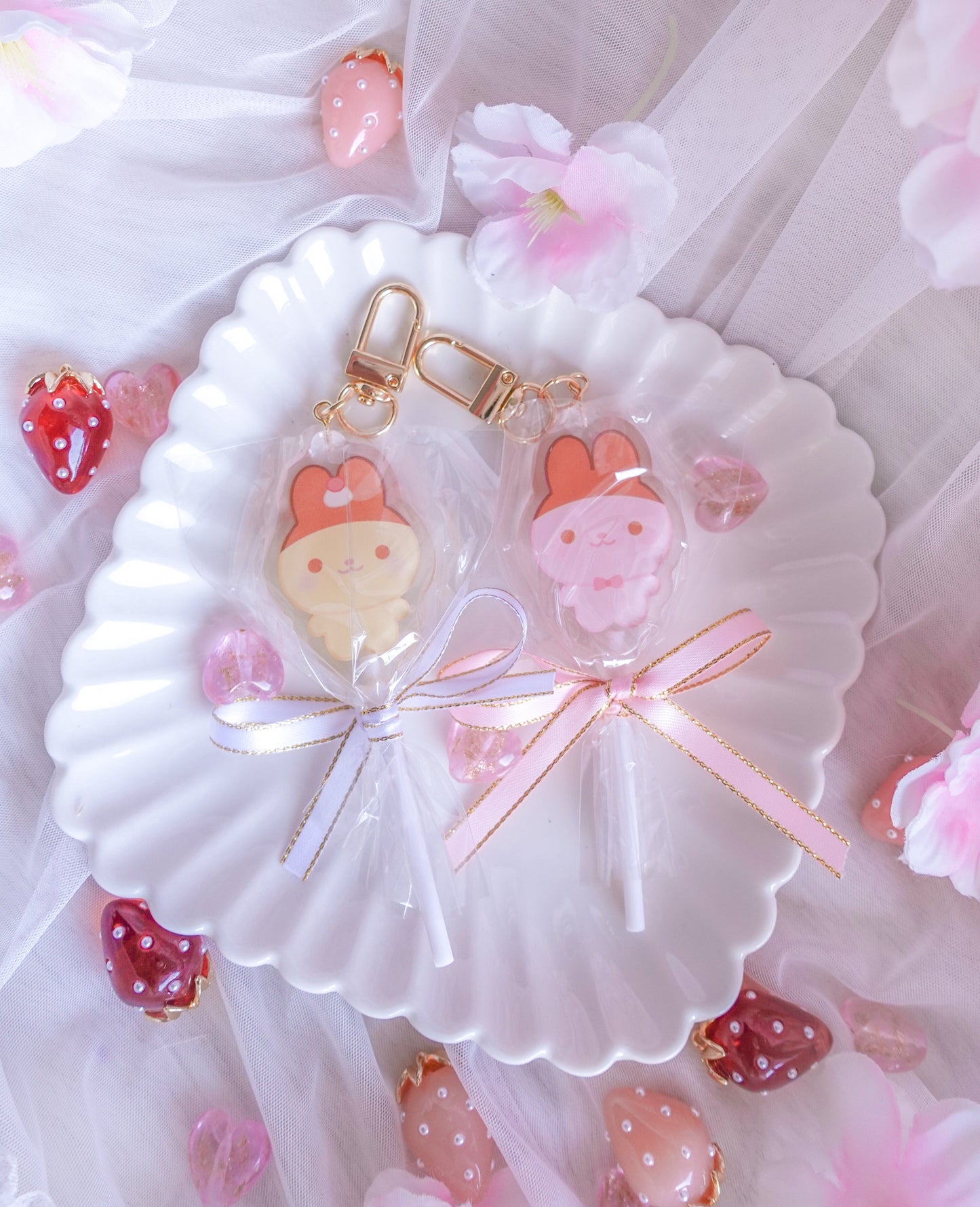 Pudding and Apollo Lollipop Keychains