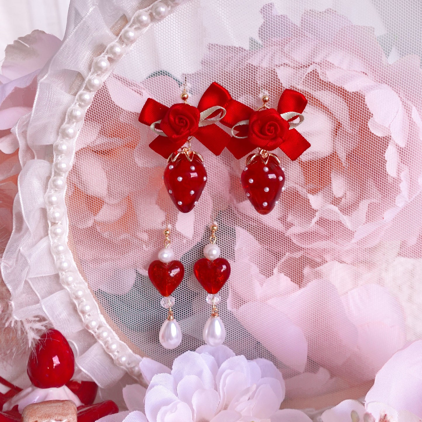 Strawberry Tart & Cinnamon Heart Earrings