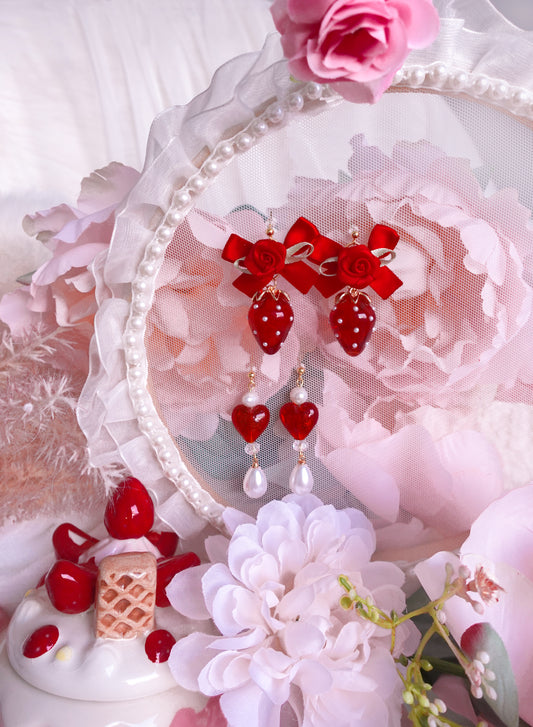 Strawberry Tart & Cinnamon Heart Earrings