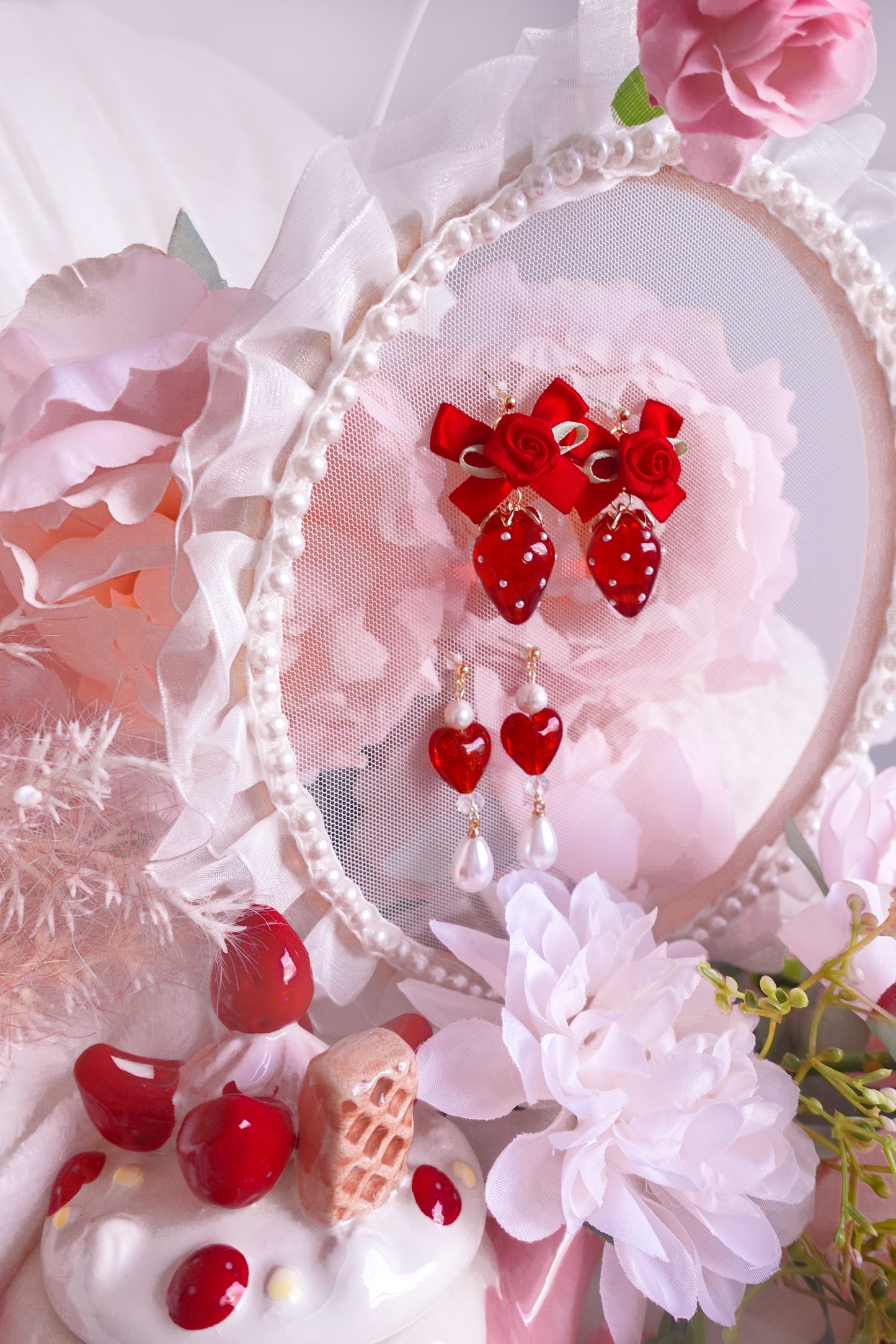 Strawberry Tart & Cinnamon Heart Earrings