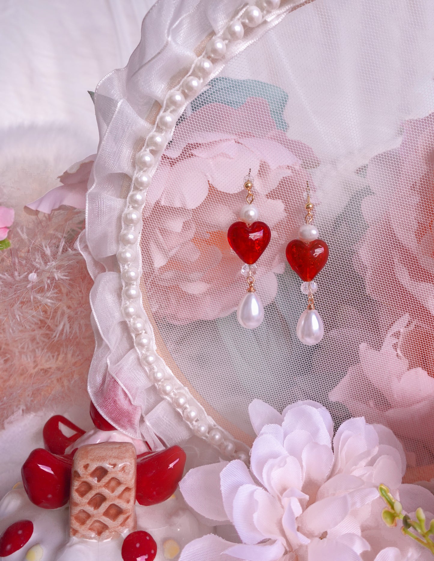 Strawberry Tart & Cinnamon Heart Earrings