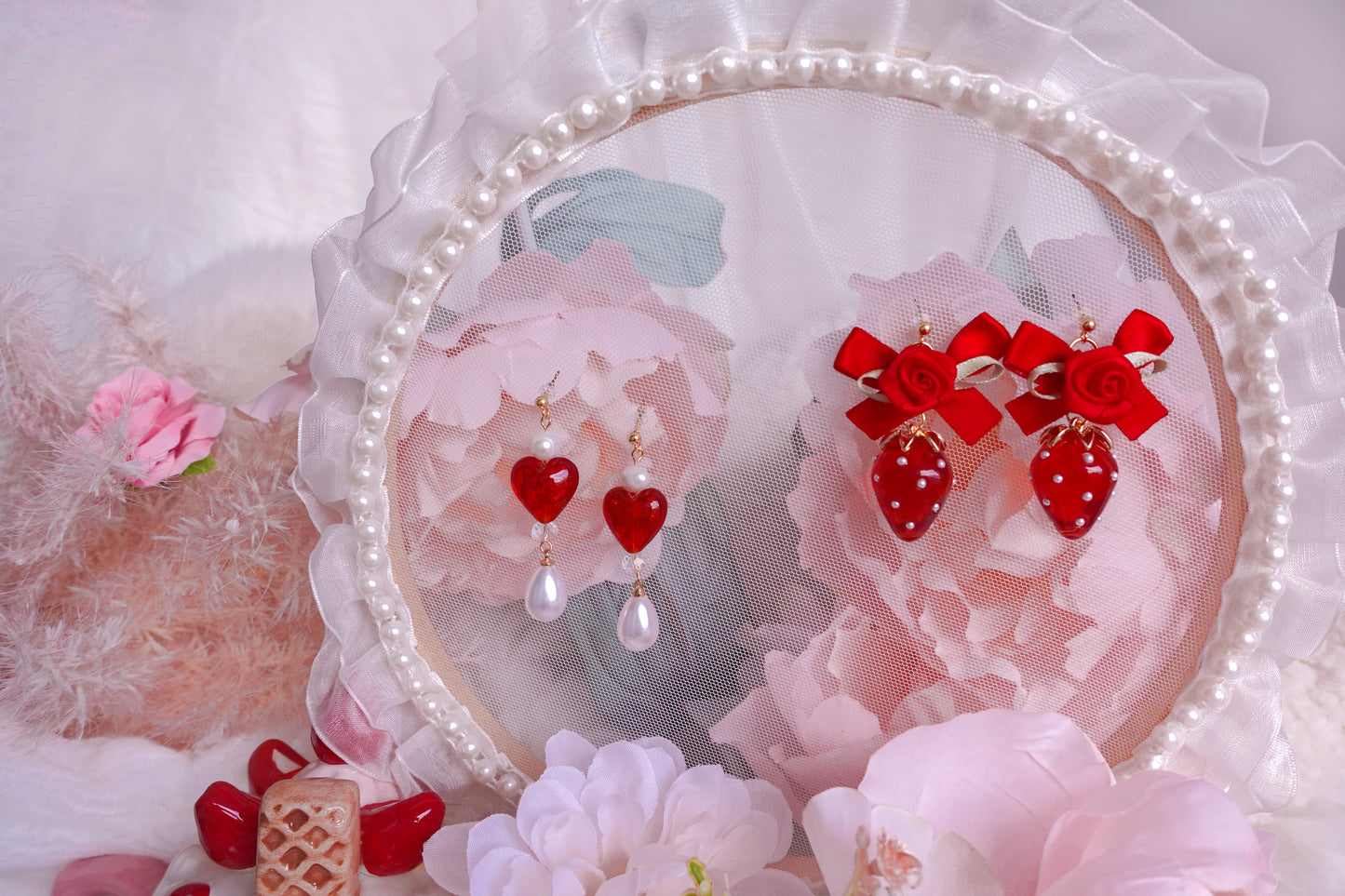 Strawberry Tart & Cinnamon Heart Earrings