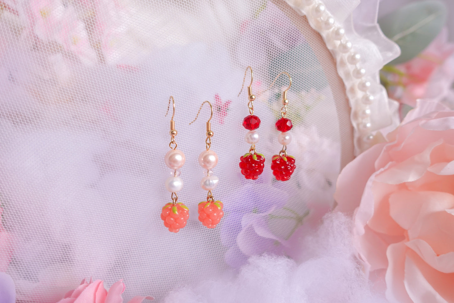 Raspberry Bliss Earrings (Pink/Red)