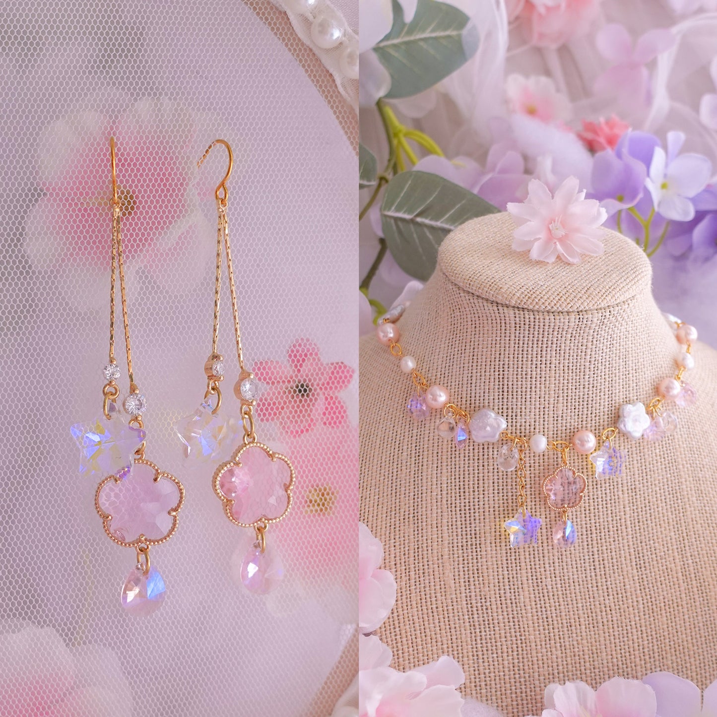 Freesia Bundle (Choker + Earrings)