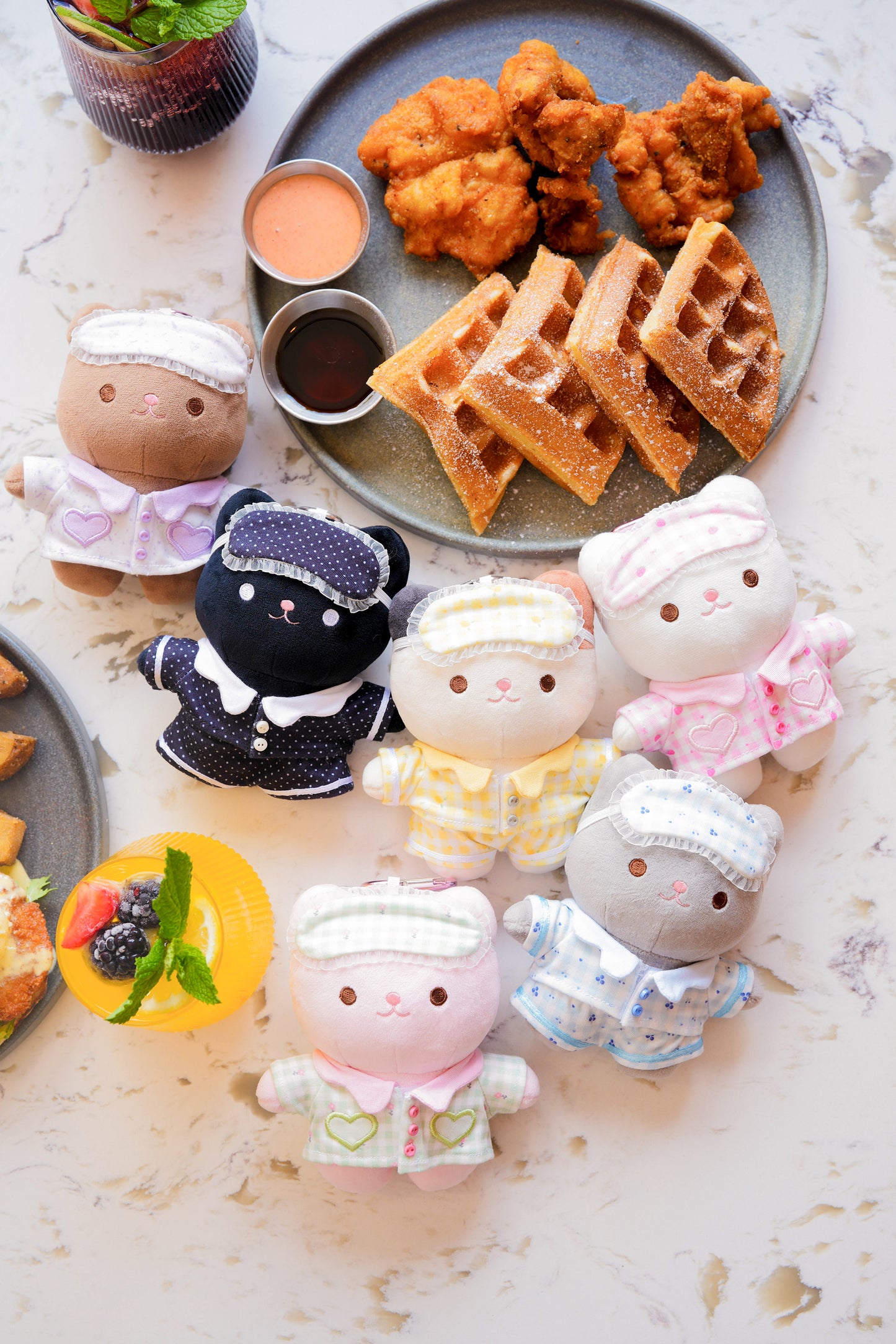 PREORDER ✿ Slumber Party Pack ♡ Crème Cat Keychains Full Set