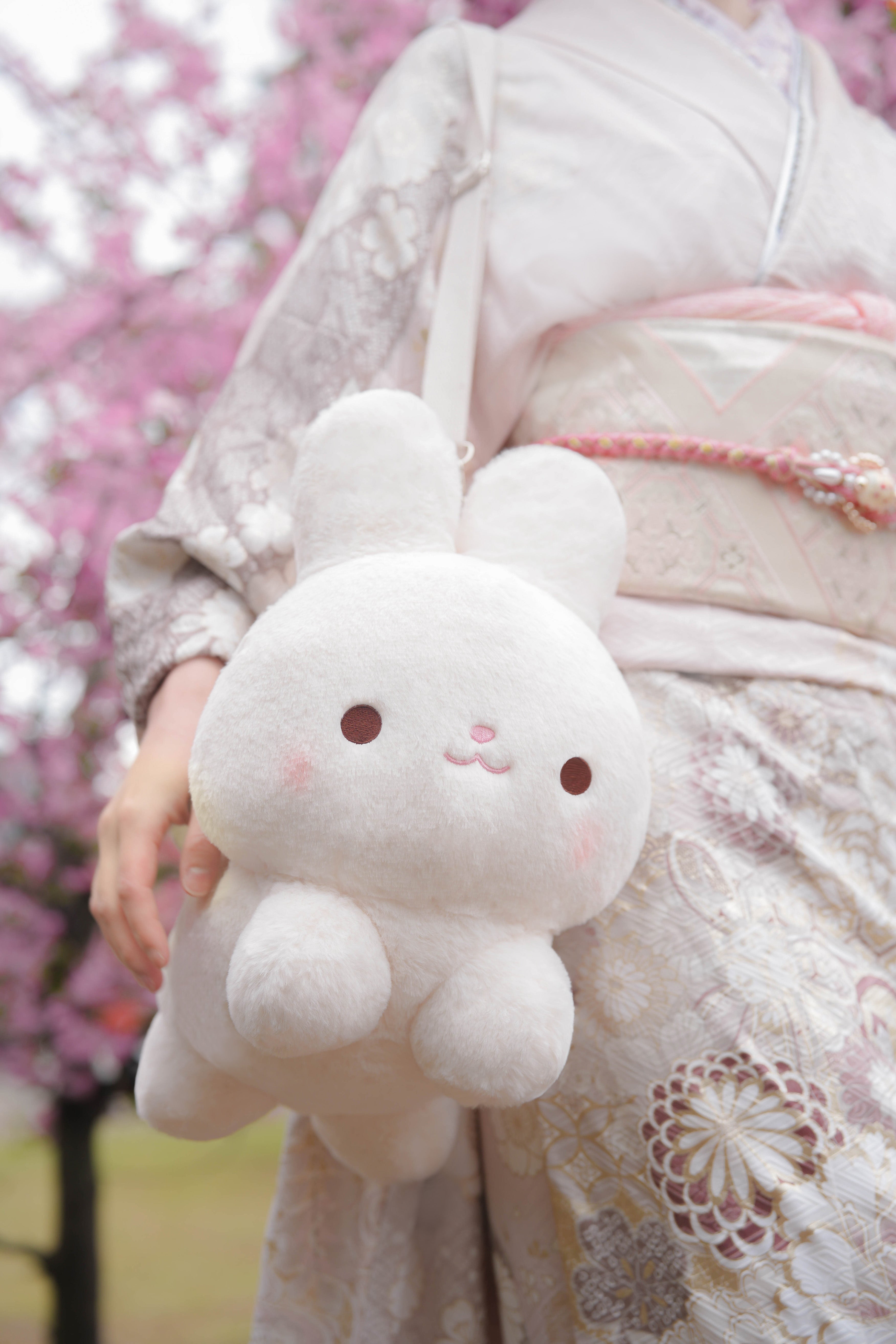 グニフニ♡80s vintegeフラワーbunnyボディバッグ PREORDER ✿ Vanille Bunny ♡ Plush Purse | remaining stock – mokapuff